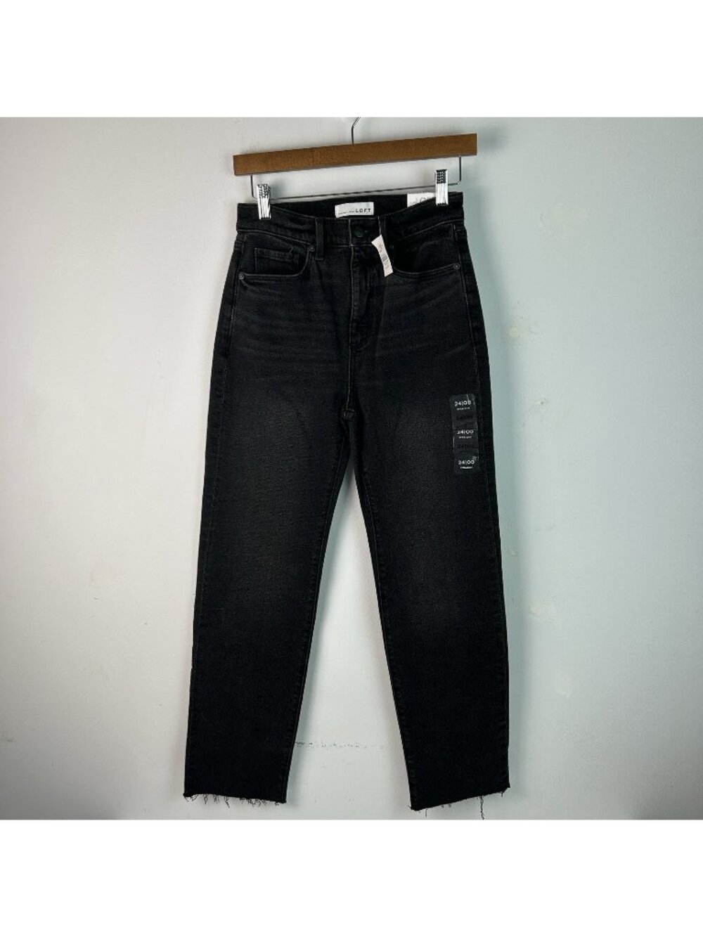 LOFT The Straight High Rise Dark Wash Jeans 24 00 Black